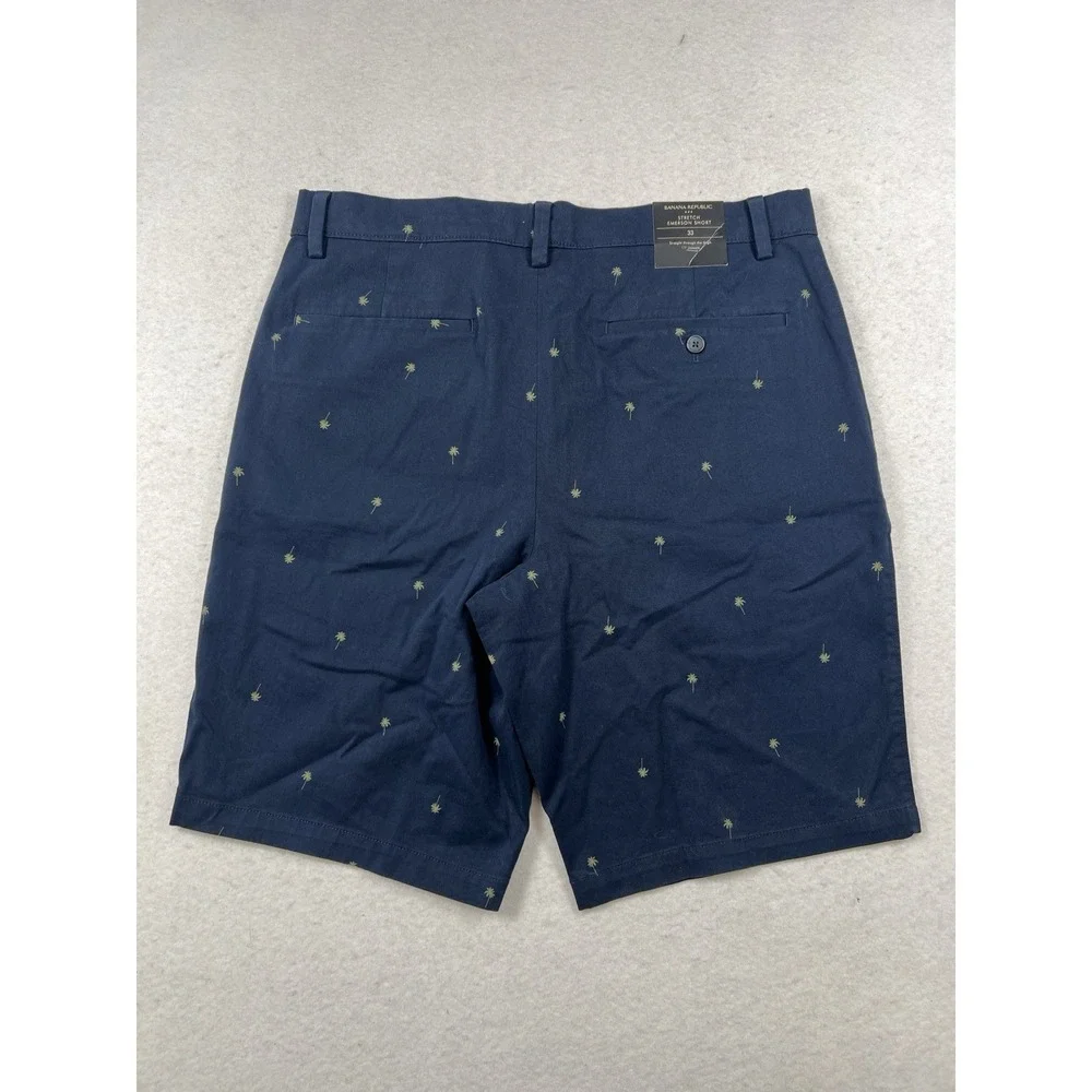 Banana Republic Emerson Embroidered Flat Front‎ Shorts Palm Tree NWT size 33